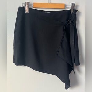 Women’s Pull&Bear Black Wrap Mini Skirt With Buckle And Asymmetrical Front